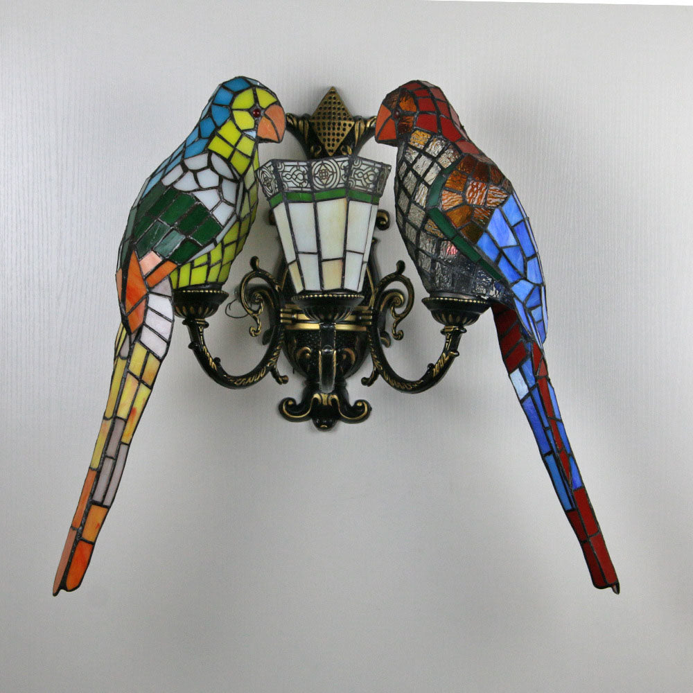 Tiffany Half Round Iron Glass 3-Light Wall Sconce Lamp