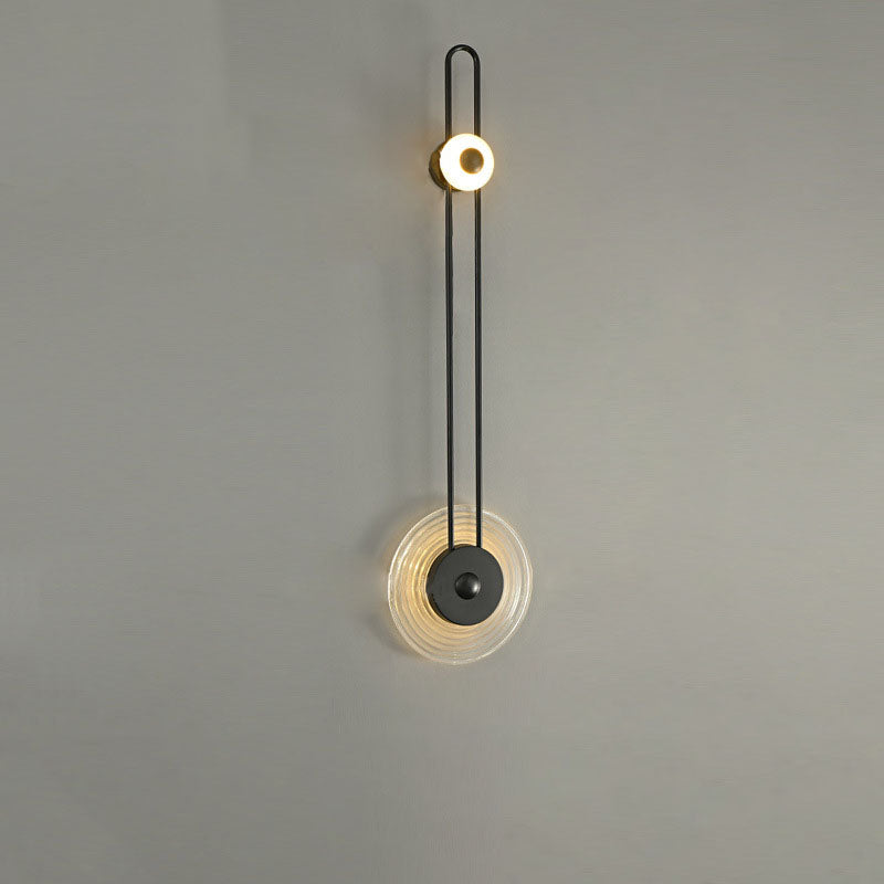 Deco Grain Glass Shade Iron Long Pole LED Wall Sconce Lamp
