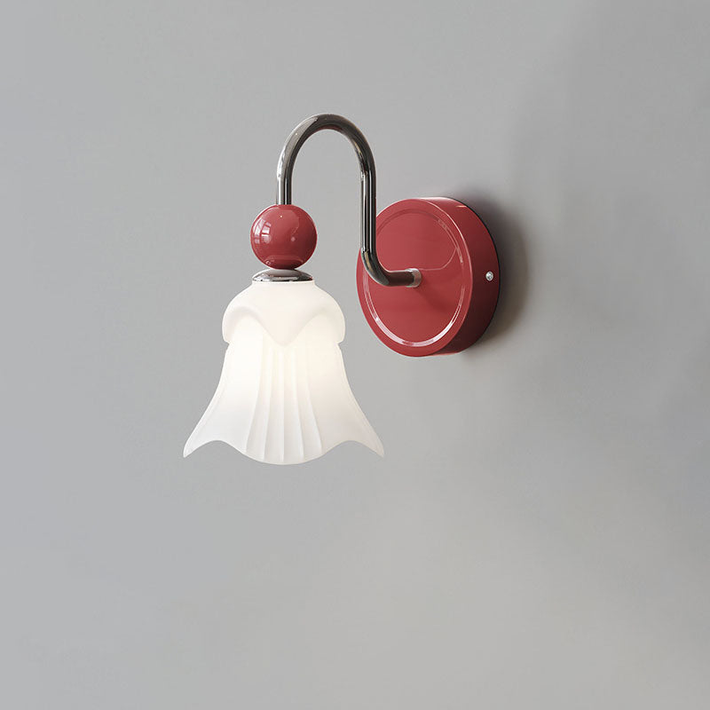 French Round Ball Iron Glass 1-Light Wall Sconce Lamp