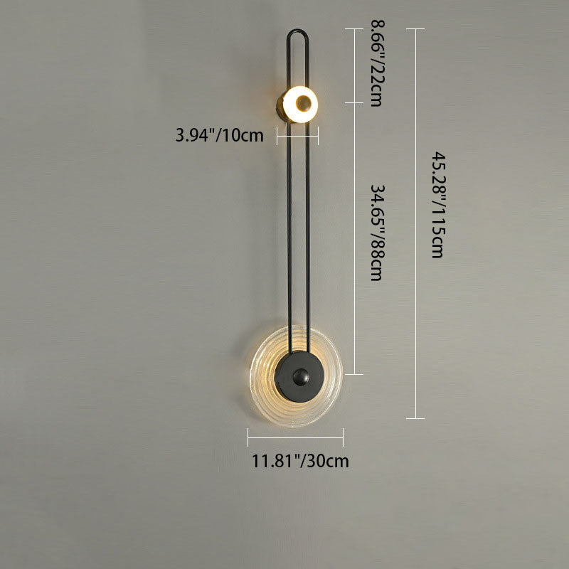 Deco Grain Glass Shade Iron Long Pole LED Wall Sconce Lamp