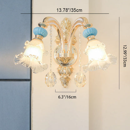 Floral Alloy Ceramic Glass 1/2 Light Wall Sconce Lamp