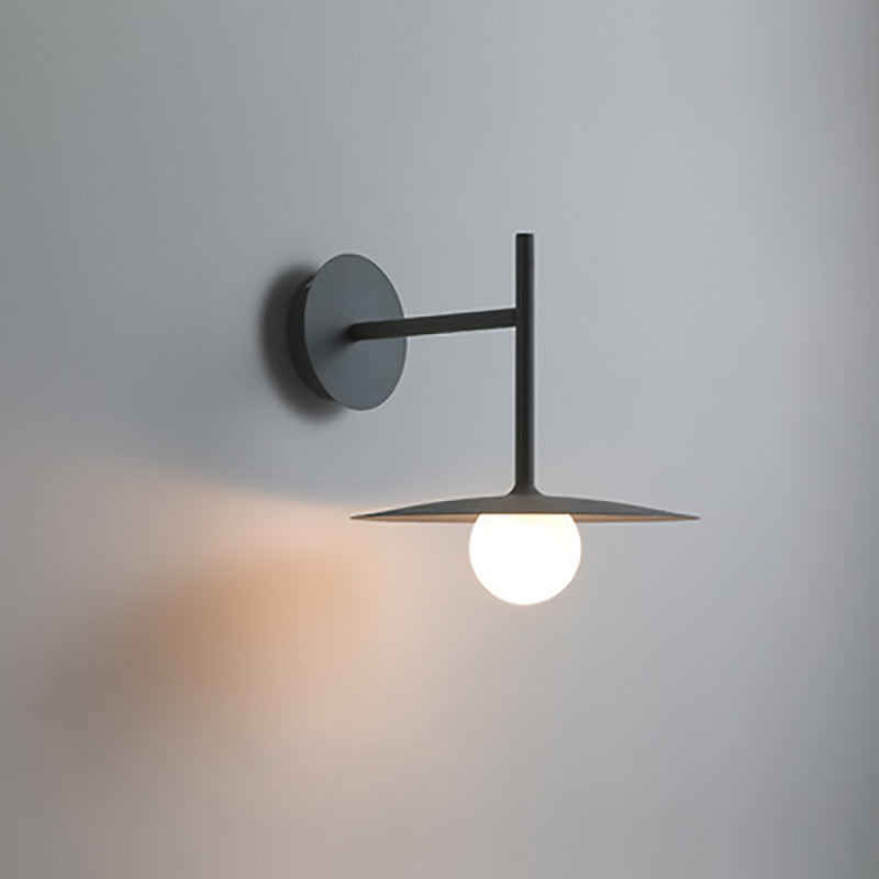 Iron Glass Disc Round Plate 1-Light Wall Sconce Lamp