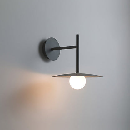 Iron Glass Disc Round Plate 1-Light Wall Sconce Lamp