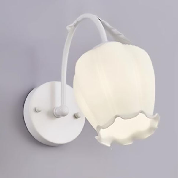 Simplicity Flower Iron Glass 1-Light Wall Sconce Lamp