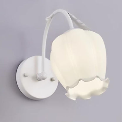 Simplicity Flower Iron Glass 1-Light Wall Sconce Lamp