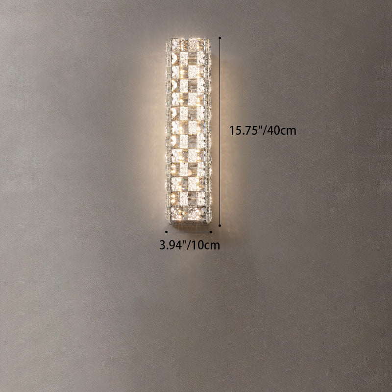 Rectangle Stainless Steel Crystal LED Wall Sconce Lamp