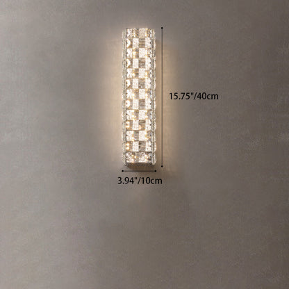 Rectangle Stainless Steel Crystal LED Wall Sconce Lamp
