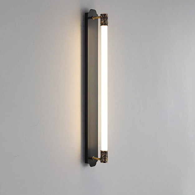 Minimalist All Copper Straight Strip LED Wall Sconce Lamp