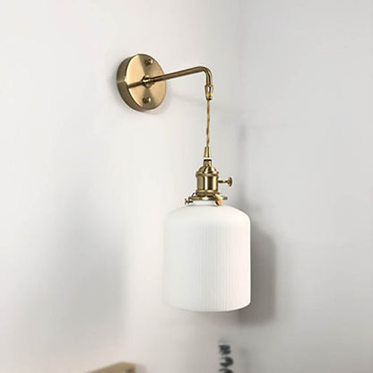 Japanese Oval Brass Lucite 1-Light Wall Sconce Lamp