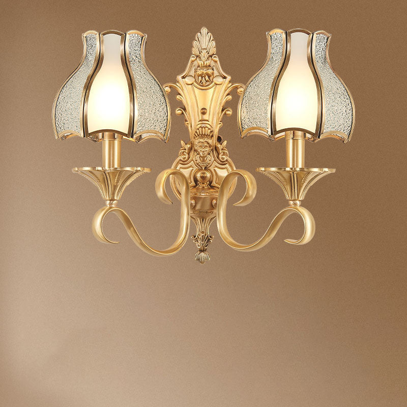 European Light Copper Glass 1/2-Light Wall Sconce Light