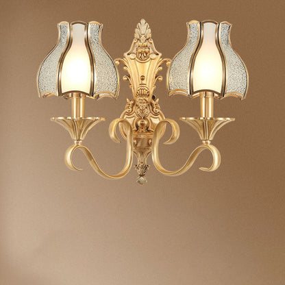 European Light Copper Glass 1/2-Light Wall Sconce Light