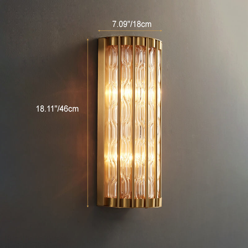 Rectangular Copper Glass 2/3 Light Wall Sconce Lamp