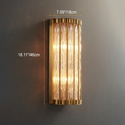 Rectangular Copper Glass 2/3 Light Wall Sconce Lamp