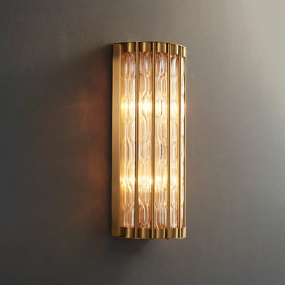 Rectangular Copper Glass 2/3 Light Wall Sconce Lamp