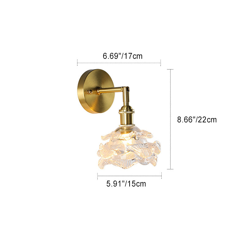 French Cylinder Ball Copper Glass 1-Light Wall Sconce Lamp