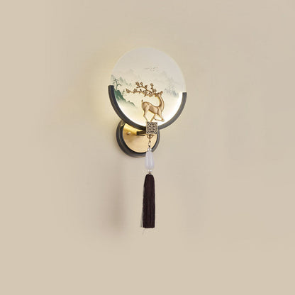 Traditional Chinese All-Copper Glass LED Wall Sconce Lamp
