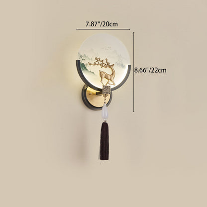 Traditional Chinese All-Copper Glass LED Wall Sconce Lamp