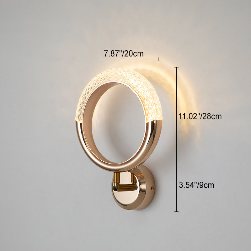 Rose Iron Circle Ring Acrylic Shade LED Wall Sconce Lamp
