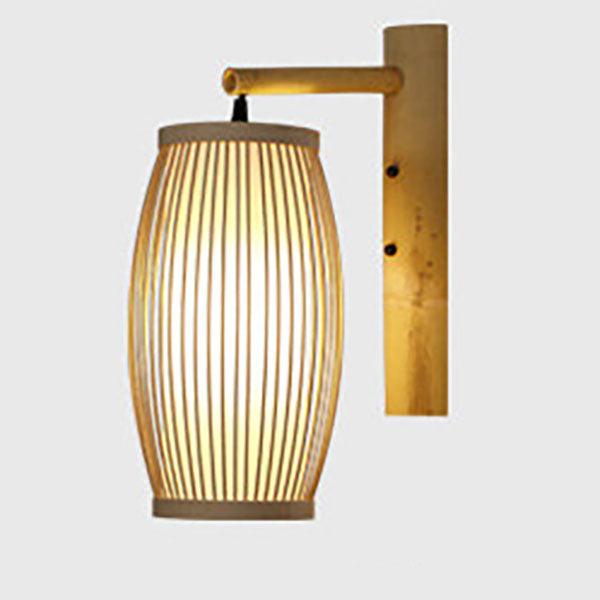 Chinese Weaving Bamboo Cage Shape 1-Light Wall Sconce Lamp