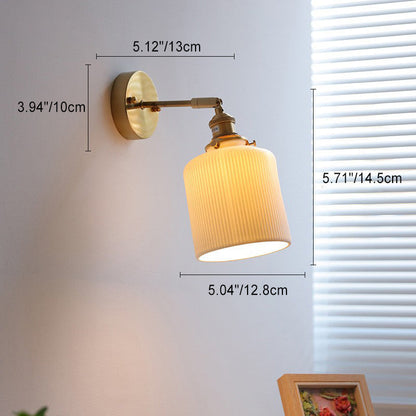 Japanese Semicircular Strip Ball 1-Light Wall Sconce Lamp