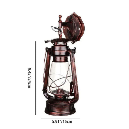 Iron Kerosene Lantern Mermaid 1-Light Wall Sconce Lamp