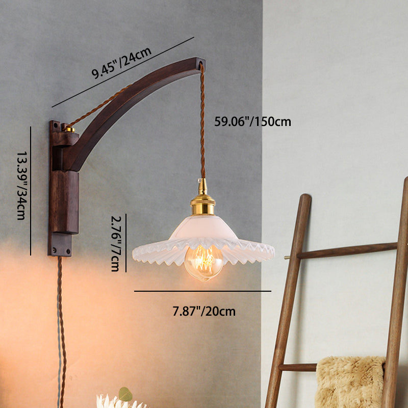 Japanese Glass Ceramic Conic Prism 1-Light Wall Sconce Lamp