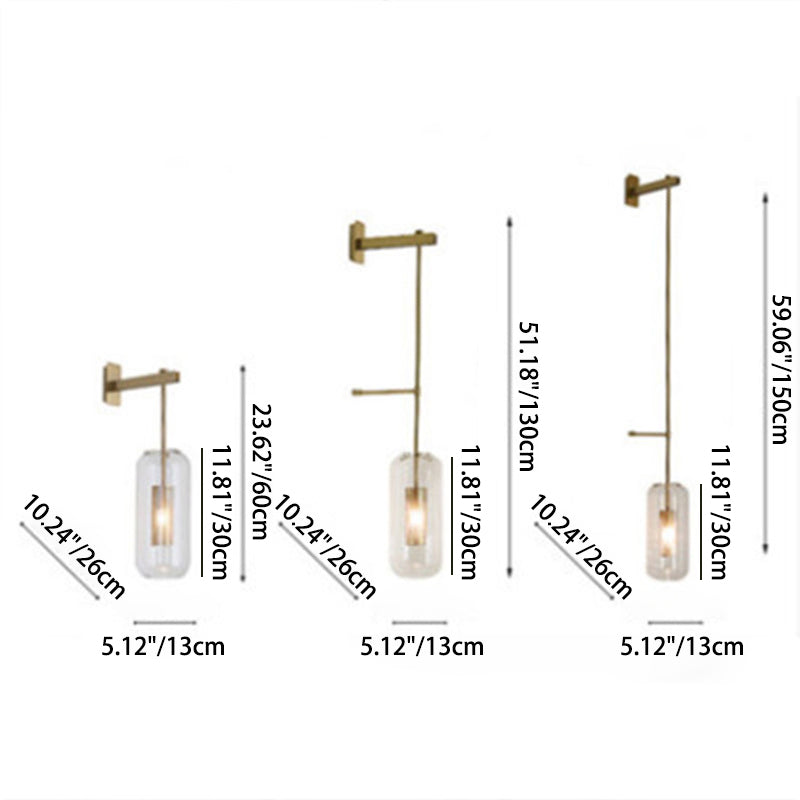 Strip Cylinder Iron Glass 1-Light Wall Sconce Lamp