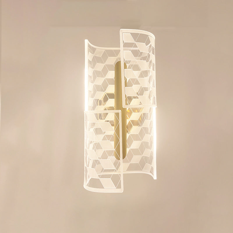 Iron Column Cut Lozenge Line LED Wall Sconce Lamp
