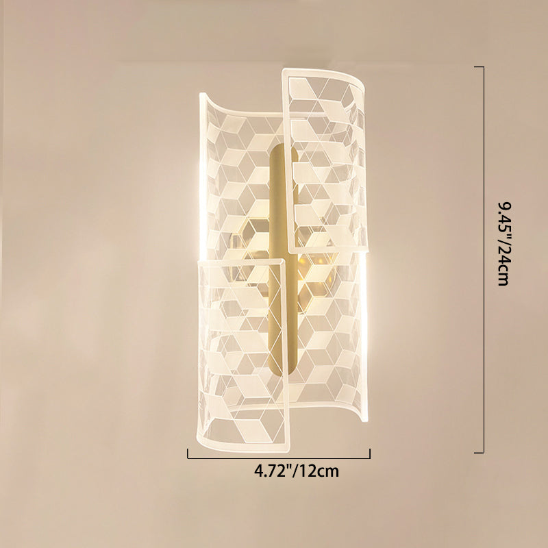 Iron Column Cut Lozenge Line LED Wall Sconce Lamp