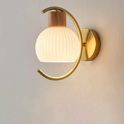 Ball Stripe Acrylic Wood Iron 1-Light Wall Sconce Lamp