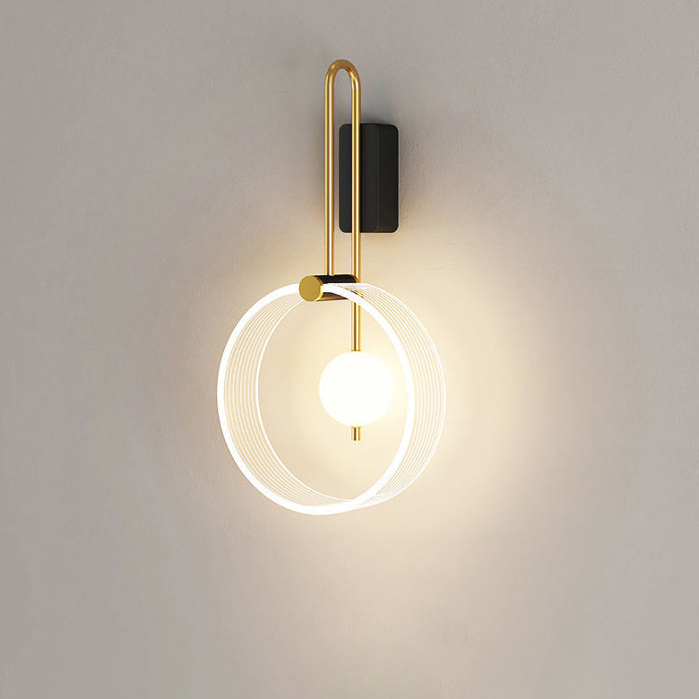 Minimalist Iron Acrylic Round Ring LED Wall Sconce Lamp