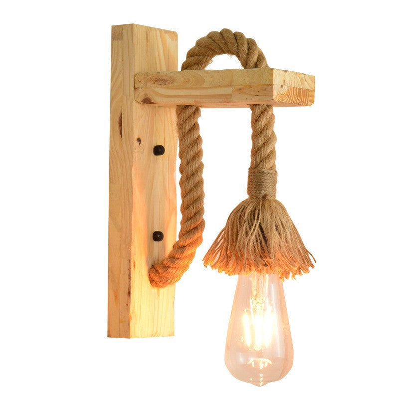 Traditional Wooden Beam Iron Cage 1-Light Wall Sconce Lamp