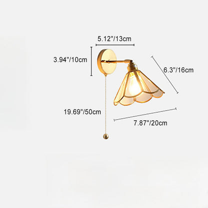 Tapered Petal All Copper Glass 1-Light Wall Sconce Lamp