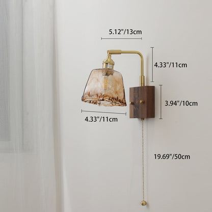 Full Amber Glass Square Shade 1-Light Wall Sconce Lamp