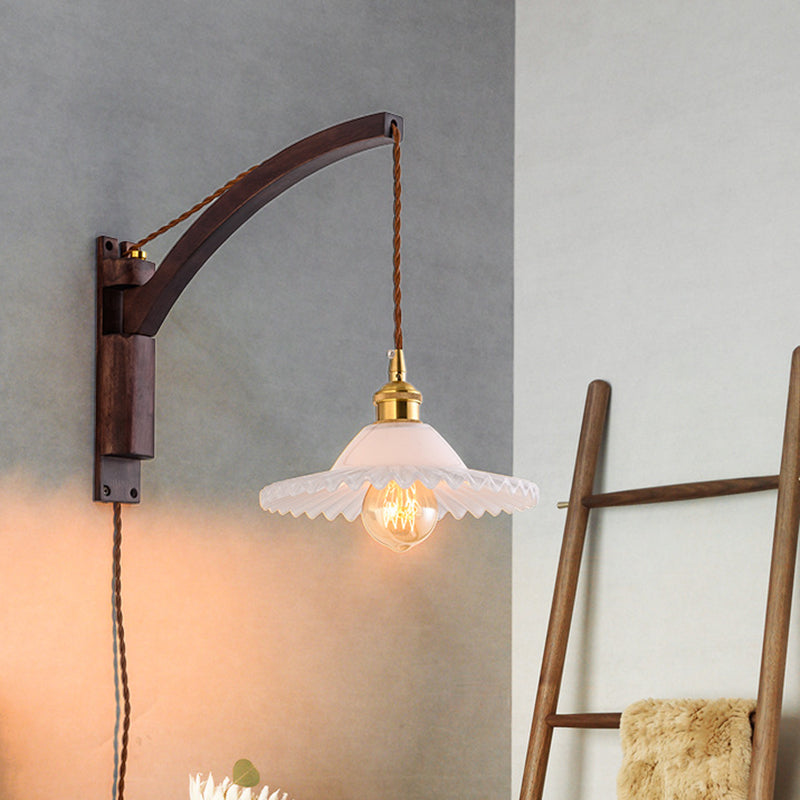 Japanese Glass Ceramic Conic Prism 1-Light Wall Sconce Lamp