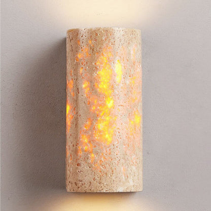 Japanese Travertine Half-Cylinder LED Wall Sconce Lamp