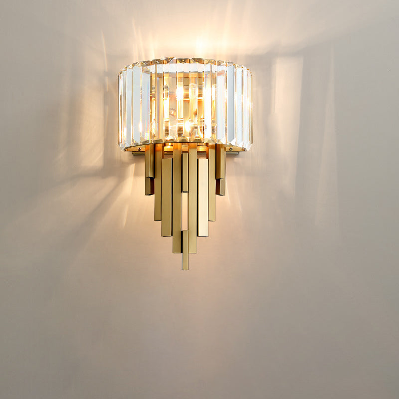 Metal Cylinder Strip Rhombic 2-Light Wall Sconce Lamp