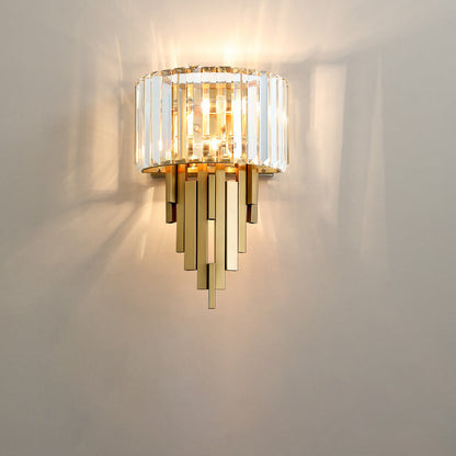 Metal Cylinder Strip Rhombic 2-Light Wall Sconce Lamp