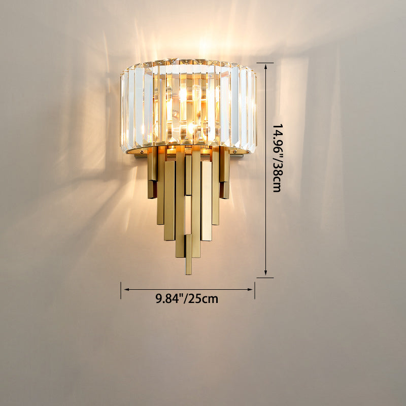 Metal Cylinder Strip Rhombic 2-Light Wall Sconce Lamp