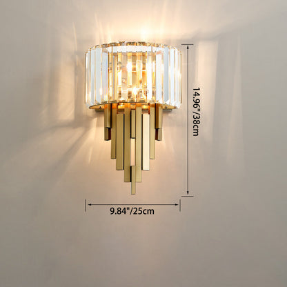 Metal Cylinder Strip Rhombic 2-Light Wall Sconce Lamp