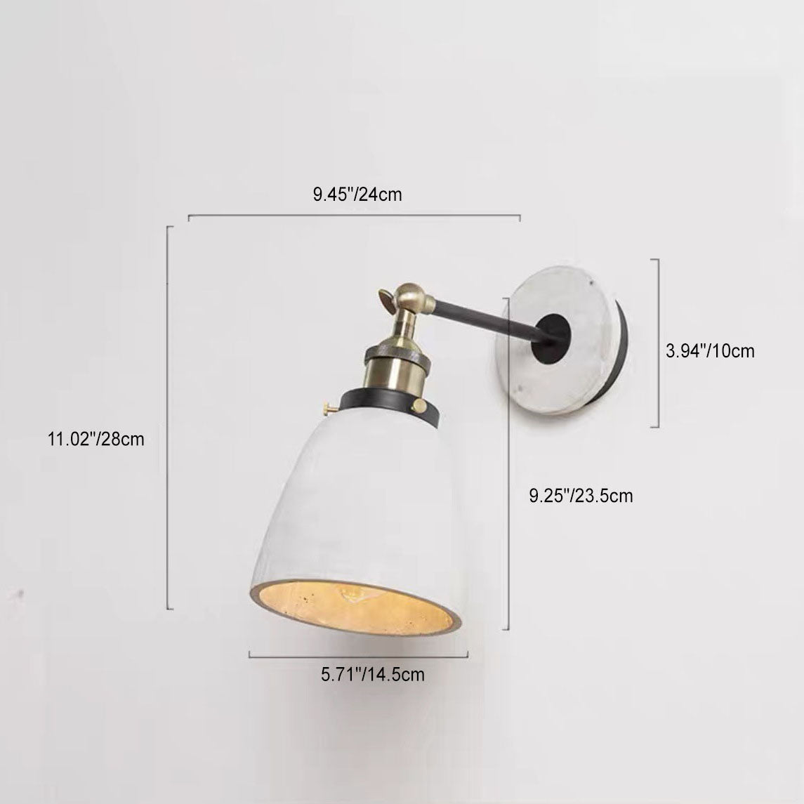 Round Flared Aluminum Cement 1-Light Wall Sconce Lamp