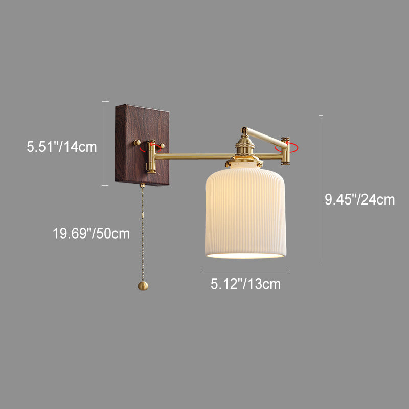 Japanese Grain Full Copper Ceramic 1-Light Wall Sconce Lamp
