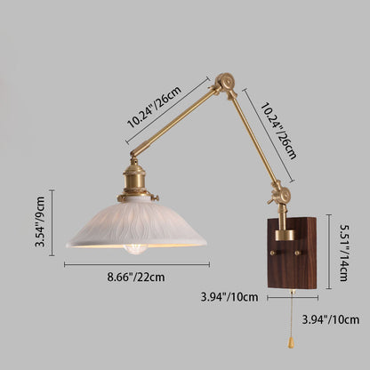 Japanese Ceramic Glass Round Shade 1-Light Wall Sconce Lamp