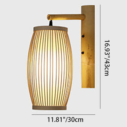 Chinese Weaving Bamboo Cage Shape 1-Light Wall Sconce Lamp