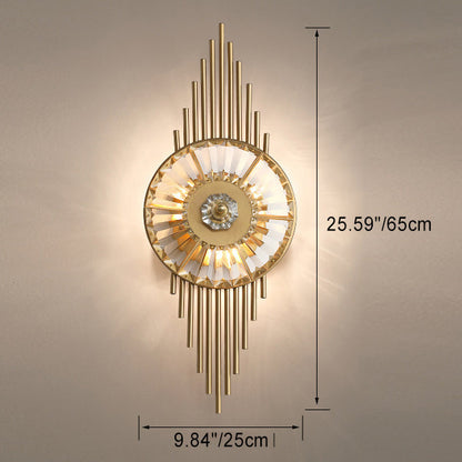 Scandinavian Striped Iron Crystal 3-Light Wall Sconce Lamp