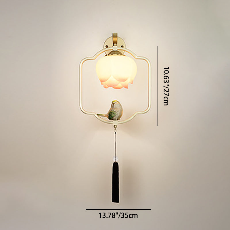 Chinese Elliptical Irregular Shape 1-Light Wall Sconce Lamp
