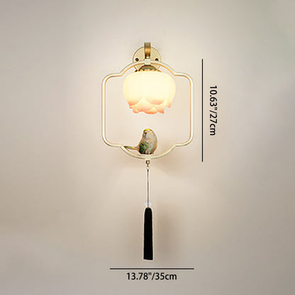 Chinese Elliptical Irregular Shape 1-Light Wall Sconce Lamp