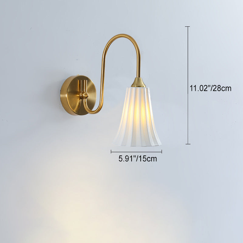French Ball Ribbed Flower Bud 1-Light Wall Sconce Lamp