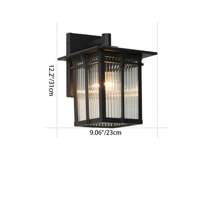 Aluminum Frame Ribbed Glass Shade 1-Light Wall Sconce Lamp