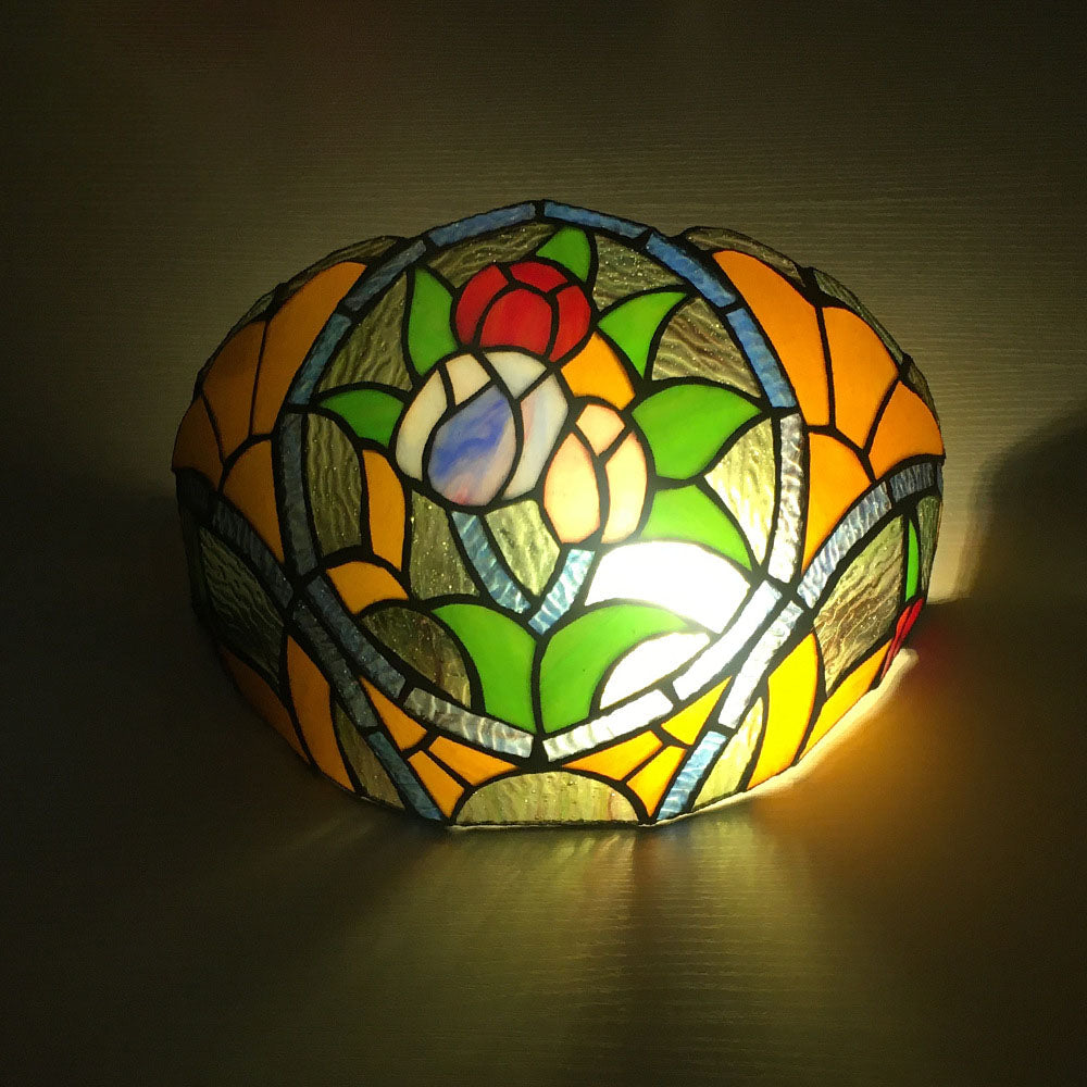 Tiffany Flower Dragonfly 1-Light Wall Sconce Lamp